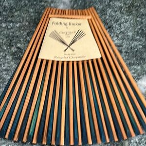 Folding Basket with Blue and Brown Stripes